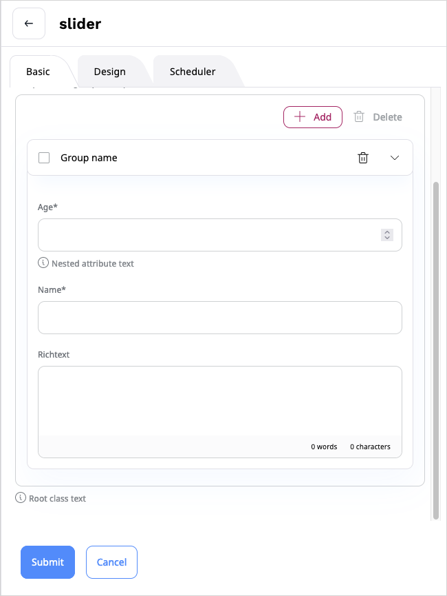 Help message Help message